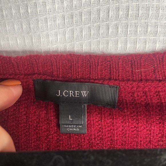 J.Crew |‎ 100% Wool Maroon Sweater Large - Picture 6 of 6